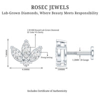 Certified Diamond Lotus Flower Earring with Flat Back
