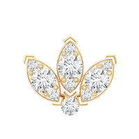Certified Diamond Lotus Flower Earring with Flat Back