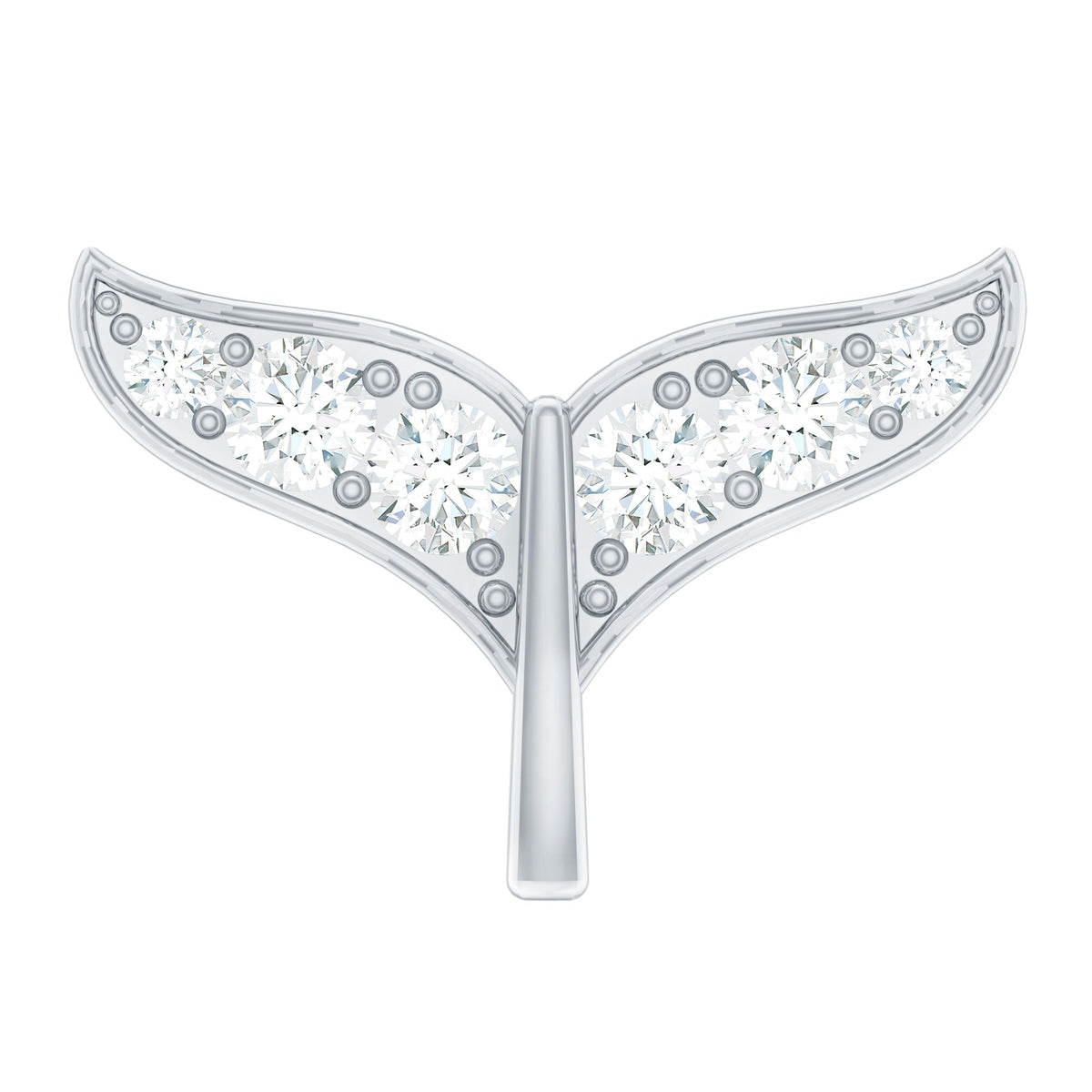 Certified Diamond Whale Tail Earring for Helix Piercing