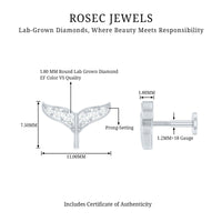 Certified Diamond Whale Tail Earring for Helix Piercing