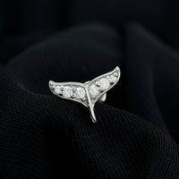 Certified Diamond Whale Tail Earring for Helix Piercing
