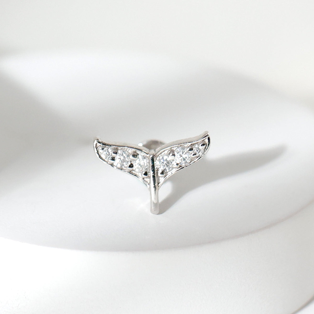 Certified Diamond Whale Tail Earring for Helix Piercing