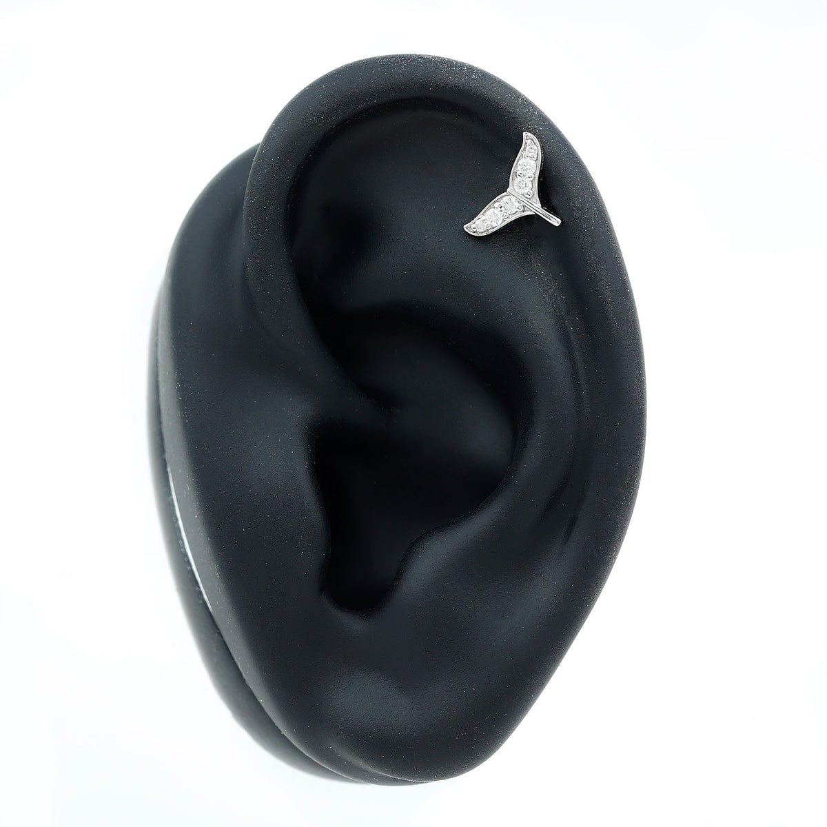 Certified Diamond Whale Tail Earring for Helix Piercing