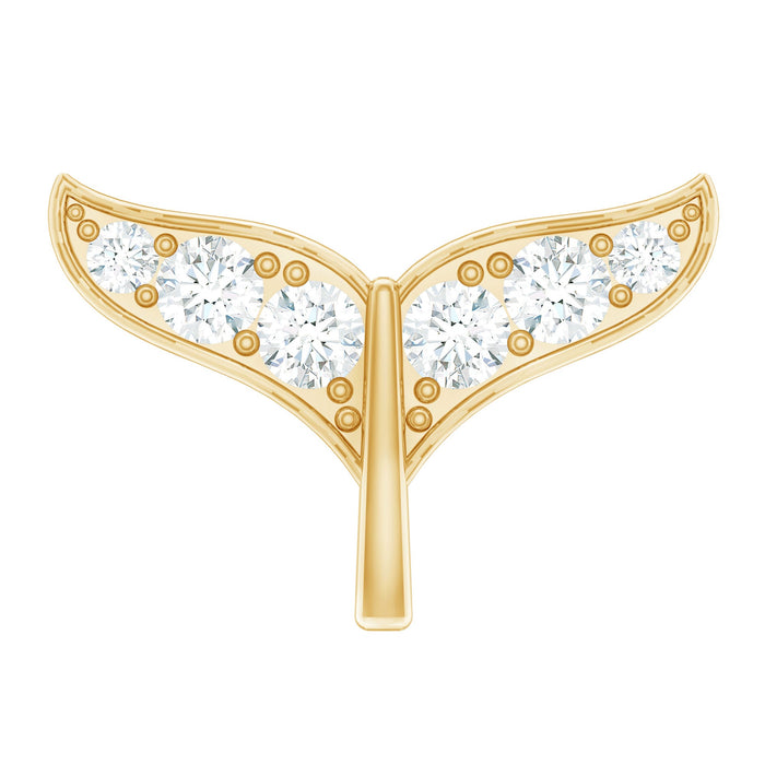 Certified diamond whale tail helix piercing earring by Rosec Jewels, body jewelry with sparkling diamond details and intricate design.