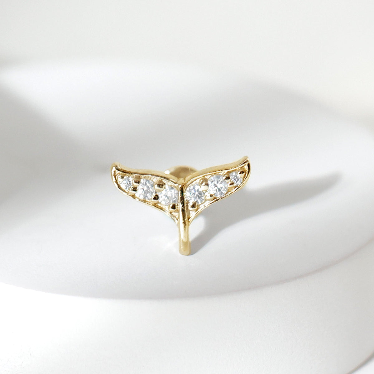 Certified Diamond Whale Tail Earring for Helix Piercing