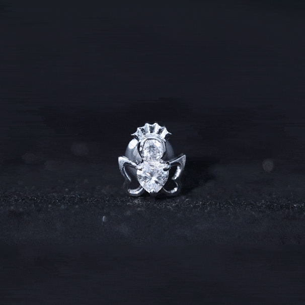 Yellow heart diamond angel earring for helix piercing, Rosec Jewels body jewelry with delicate design and sparkling gemstones.