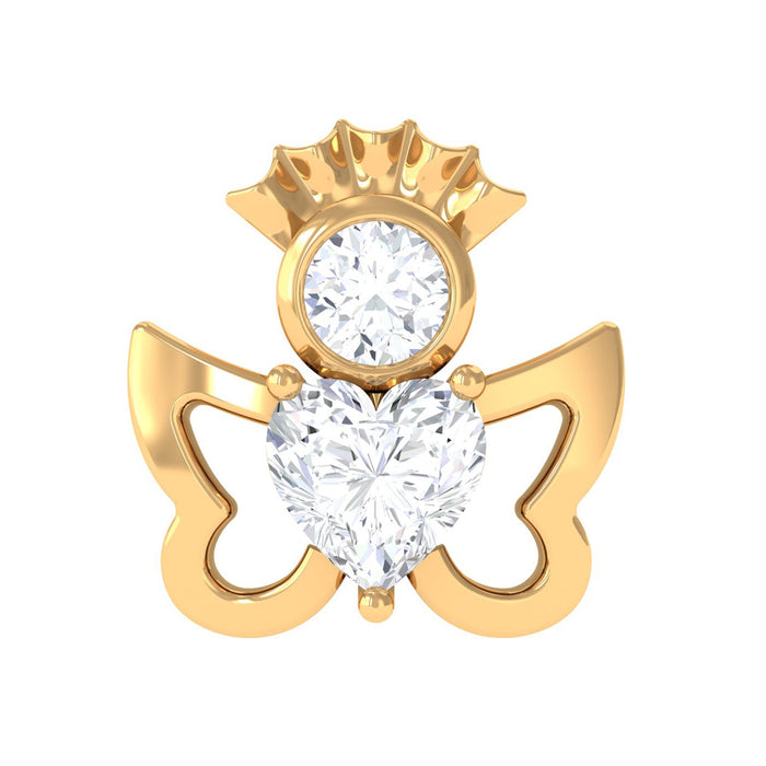 Heart diamond angel helix piercing earring from Rosec Jewels, delicate body jewelry with sparkling gemstones for ear cartilage.