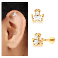 Heart Diamond Angel Earring for Helix Piercing