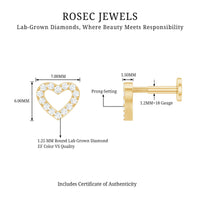 Cute Diamond Open Heart Earring for Helix Piercing