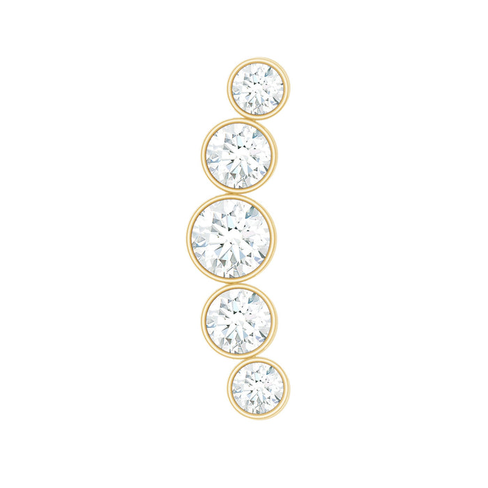 Graduated style diamond crawler earring for helix piercing, Rosec Jewels body jewelry with sparkling diamond accents.