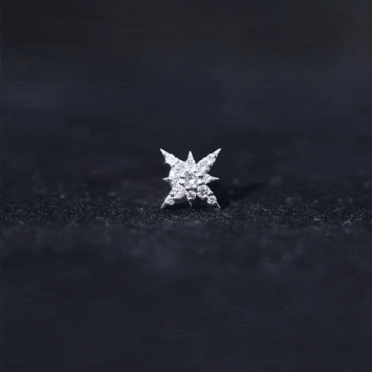 Sparkling Diamond Starburst Earring for Cartilage Piercing