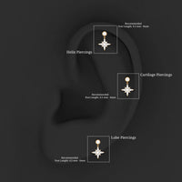 Certified Diamond Starburst Drop Earring for Helix Piercing