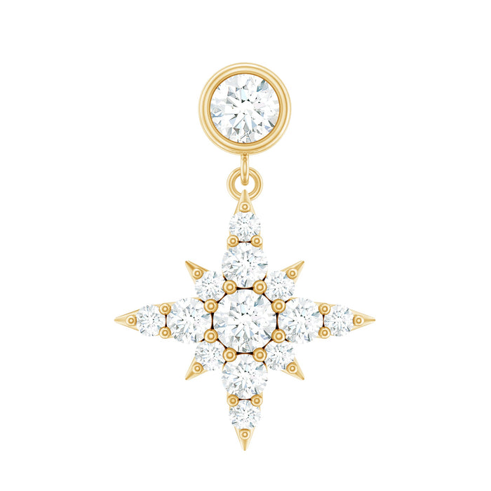 Rosec Jewels Certified Diamond Starburst Drop Earring for helix piercing, body jewelry with sparkling diamond design