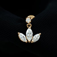 Marquise Diamond Lotus Cartilage Drop Earring