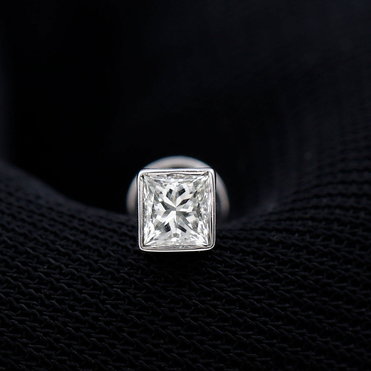 Princess Cut Diamond Conch Earring in Bezel Setting