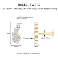 Marquise Diamond Leaf Cluster Earring for Helix Piercing