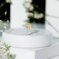 Marquise Diamond Leaf Cluster Earring for Helix Piercing