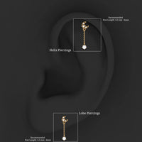 Diamond Moon Chain Earring for Helix Piercing