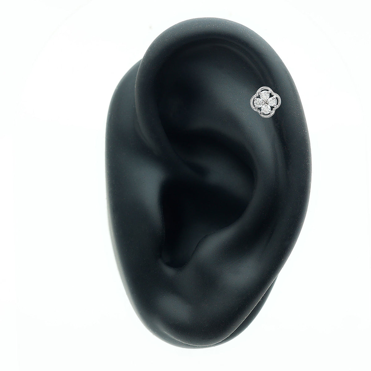 Diamond Flower Cluster Earring for Helix Piercing