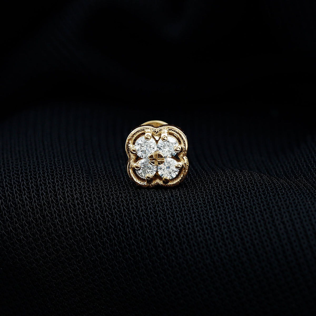 Diamond Flower Cluster Earring for Helix Piercing