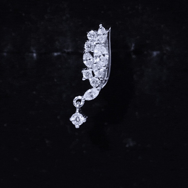 Yellow brilliant cut diamond wing helix drop earring with flat back, body jewelry by Rosec Jewels