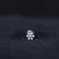 Round Diamond Flower Earring in Beaded Bezel Setting