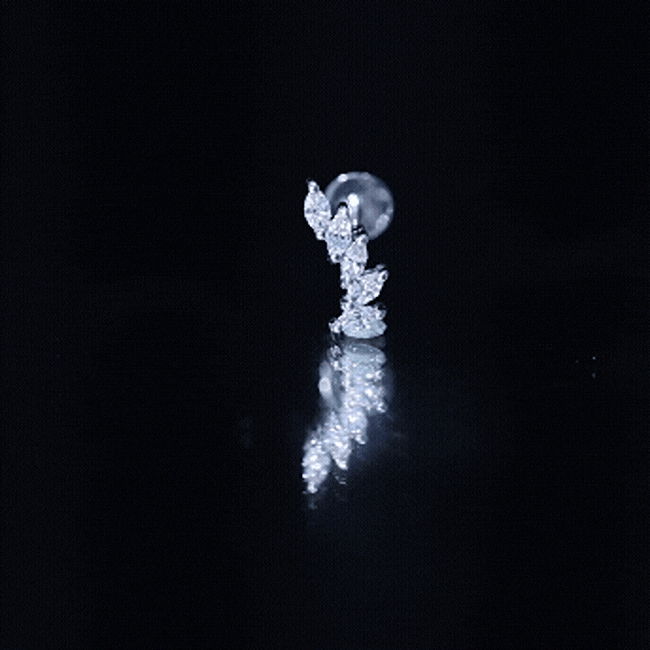 Yellow marquise diamond crawler earring for helix piercing, body jewelry by Rosec Jewels featuring sparkling gemstone design.