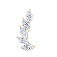 Marquise diamond crawler earring for helix piercing, body jewelry by Rosec Jewels with sparkling diamond accents.
