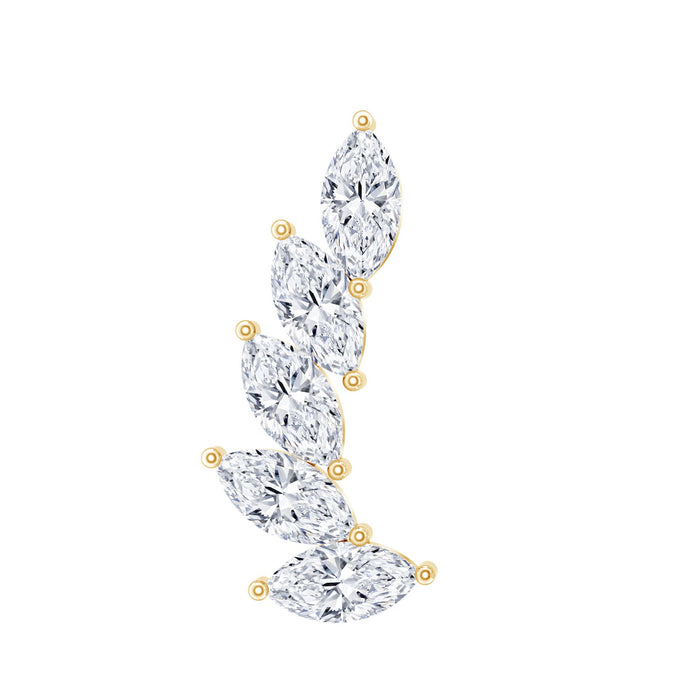 Marquise diamond crawler earring for helix piercing, body jewelry by Rosec Jewels with sparkling diamond accents.
