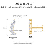 Marquise diamond crawler earring for helix piercing, Rosec Jewels body jewelry featuring sparkling diamond design.