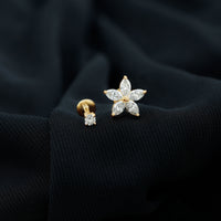 Marquise Diamond Flower Cartilage Earring Set