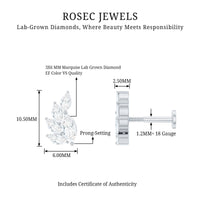 Marquise Diamond Cluster Helix Earring with Flat Back