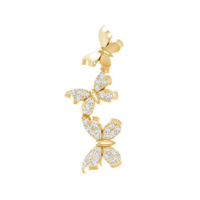 Diamond butterfly crawler earring for helix piercing, Rosec Jewels body jewelry featuring sparkling diamond accents.