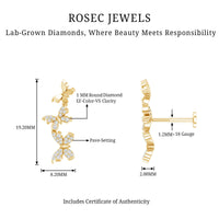 Diamond Butterfly Crawler Earring for Helix Piercing