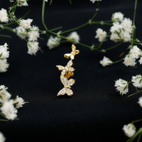 Diamond Butterfly Crawler Earring for Helix Piercing