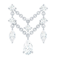 Brilliant Cut Diamond Double Chain Drop Earring for Cartilage Piercing