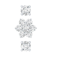 Certified Diamond Flower Helix Earring Set of 3