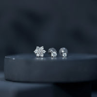 Certified Diamond Flower Helix Earring Set of 3