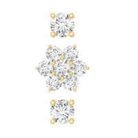 Certified Diamond Flower Helix Earring Set of 3
