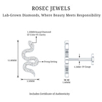 Certified Diamond Snake Earring for Cartilage Piercing