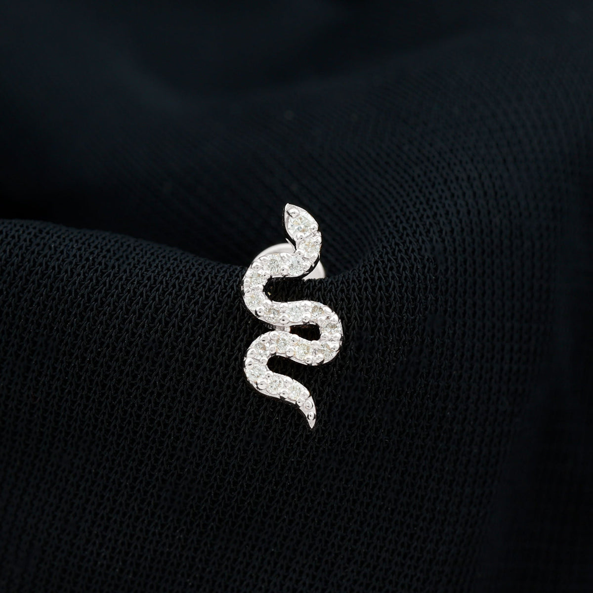 Certified Diamond Snake Earring for Cartilage Piercing