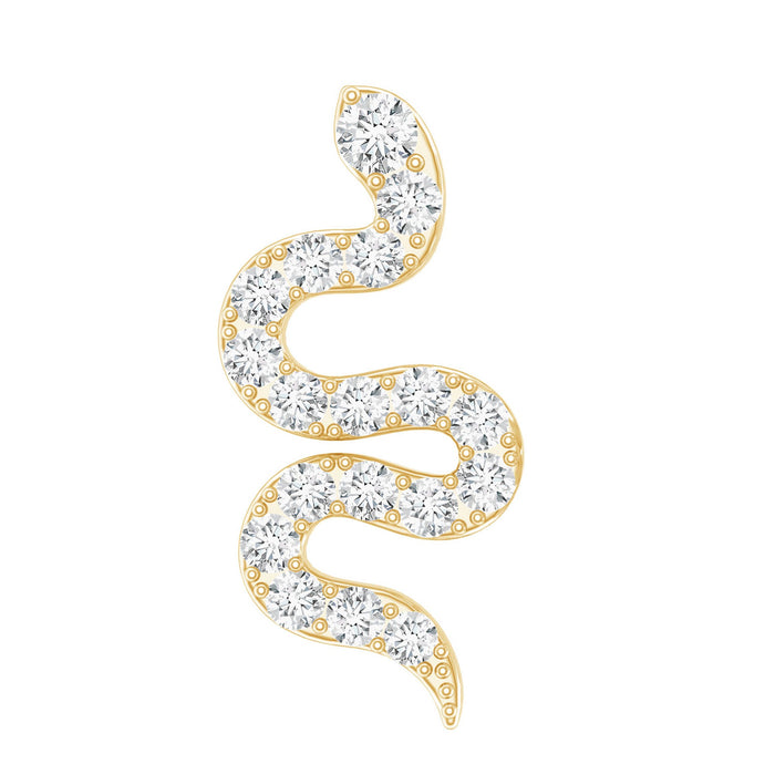 Certified diamond snake cartilage earring by Rosec Jewels, body jewelry with a sleek, silver-tone design featuring a diamond accent.