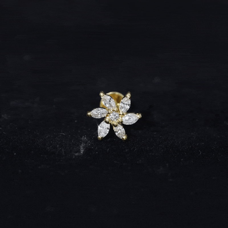 Sparkling Marquise Diamond Flower Helix Earring