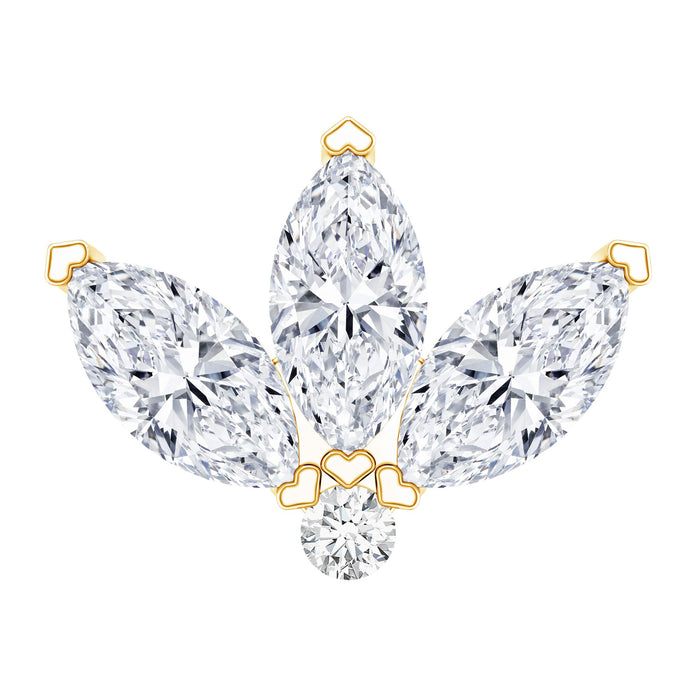 Marquise Cut Diamond Lotus Flower Earring for Cartilage Piercing