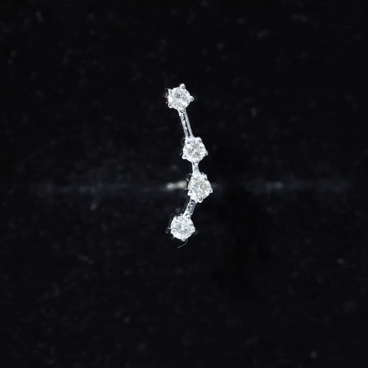 Yellow diamond Aquarius zodiac earring for helix piercing by Rosec Jewels, showcasing a sparkling body jewelry design.
