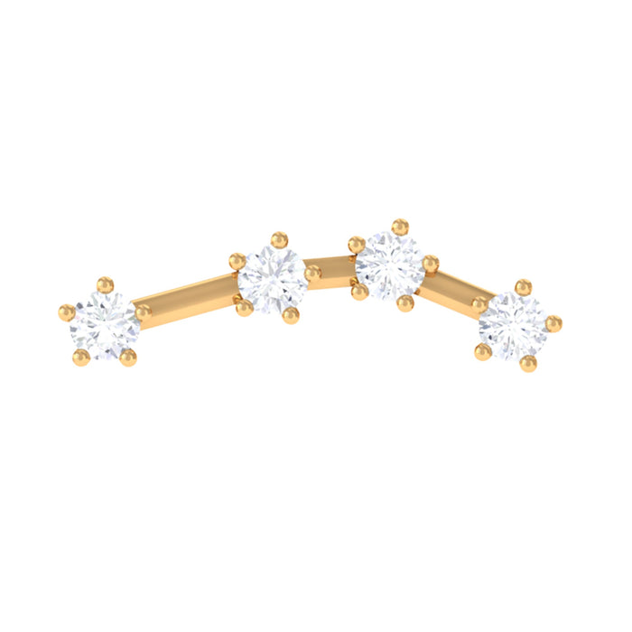 Diamond Aquarius zodiac earring for helix piercing by Rosec Jewels, featuring sparkling diamond design in body jewelry style.