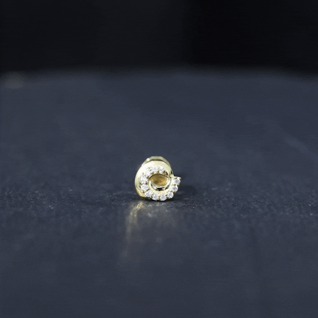 Yellow certified diamond spiral cartilage earring from Rosec Jewels, body jewelry with a sleek, spiral design for piercing accessories.