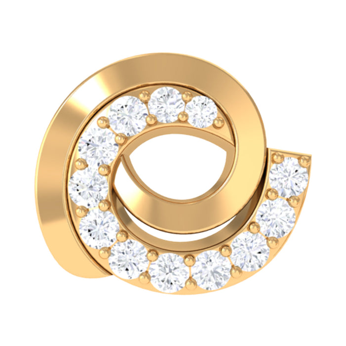 Certified diamond spiral cartilage earring from Rosec Jewels, body jewelry featuring a sleek, elegant diamond design.