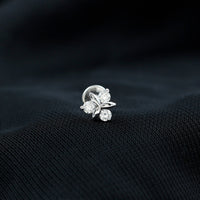Brilliant Cut Diamond Floral Earring for Conch Piercing
