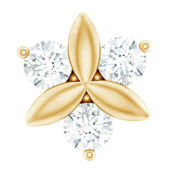 Brilliant Cut Diamond Floral Earring for Conch Piercing